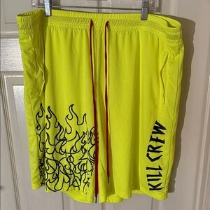 Kill Crew Bright Yellow 4XL Relaxed Cut Athletic Shorts